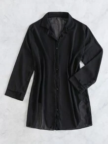 Selianne Summer Beach Open Front Kimono - Black - View 3