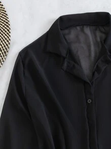 Selianne Summer Beach Open Front Kimono - Black - View 6