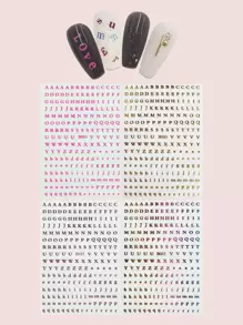 4sheets Letter Graphic Nail Art Sticker - Multicolor - View 1