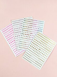 4sheets Letter Graphic Nail Art Sticker - Multicolor - View 4