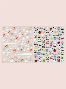 2 Hình dán móng tay đám mây và gấu trúc - Nhiều màu - Xem 7