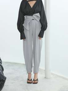 Solid Tie Front Pants