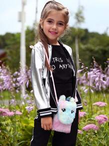 Bolsa De Monedas De Unicornio Peluche Con Cordón, Colores Aleatorios De Tie-dye, Bolsa De Regalo Para Niños En Navidad - Rosa - Ver 3