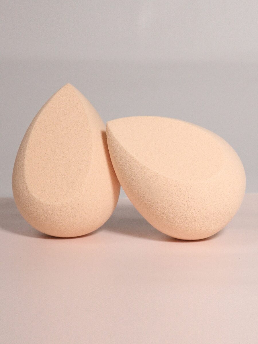 2 件化妆海绵，适用于霜状和粉状遮瑕膏、散粉化妆涂抹器 - 杏色 - 查看 1