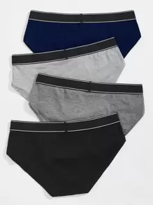 Men's Sporty Multicolor High Stretch Fabric Letter Tape Briefs