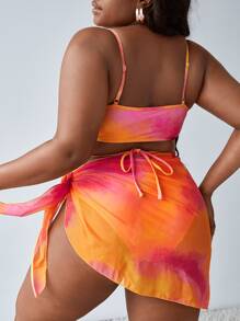 SHEIN Slayr Plus Size 3packs Tie Dye Knot Side Bikini Set Summer Beach - Multicolor - View 2