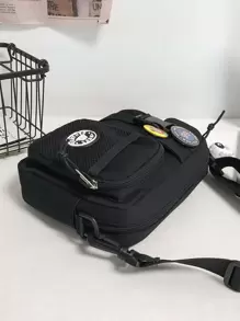 Bolso bandolera multifuncional para estudiantes de secundaria y universitarios de primer año, bolso casual con decoración de dibujos animados cuadrados, regalo para padres, bolso escolar para viajes, universidad, actividades al aire libre, deportes, transporte, bolso cruzado, bolso lateral, artículos esenciales para vacaciones, ligero para llevar, con correa ajustable, bolsas cuadradas de nylon minimalistas, portátiles, regalos para padres, regalos del Día del Padre, regalos para hombres, regalos de San Valentín, bolsa negra, bolsa universitaria de verano, regalos del Día del Padre, para libros, de vuelta al colegio, bolso bandolera multifuncional para dormitorio, bolso para hombre, bolso cruzado, bolso lateral, útiles escolares, bolso de mensajero de otoño, bolso para hombre, bolso cilíndrico, regalo de Halloween y Navidad para hombres, bolso de Scream, bolso para hombre, bolso de invierno - Negro - Ver 5