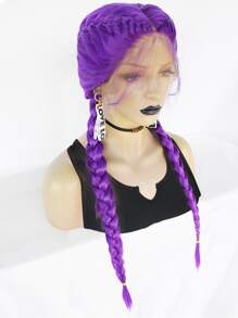 13*3 Lace Front Long Braided Synthetic Wig - Purple - View 3