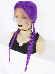13*3 Lace Front Long Braided Synthetic Wig - Purple - View 4