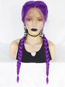 13*3 Lace Front Long Braided Synthetic Wig - Purple - View 5