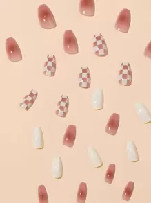 24入組長棺材形假指甲，內含1pc指甲文件和1張壓克力指甲貼片，指甲美甲用品 - 彩色 - 查看 6