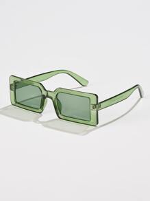 1 Pc Men's Rectangular Fashion Fashion Glasses, Suitable For Vacation Wear - Dark Green - View 2