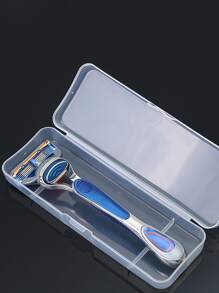 1 pieza Caja de almacenamiento portátil para maquinilla de afeitar de 14,4x4,7 cm, estuche transparente para afeitadora de hombré para viajes - transparente - Ver 1