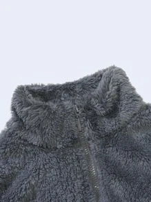 SOLOCOTE 男孩斜插口袋泰迪夾克 - 深灰色 - 查看 3