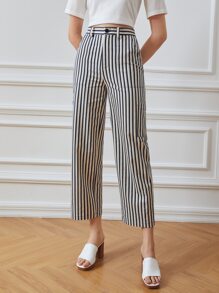 MOTF PREMIUM VISCOSE STRIPED CROPPED TROUSERS - Multicolor - View 2