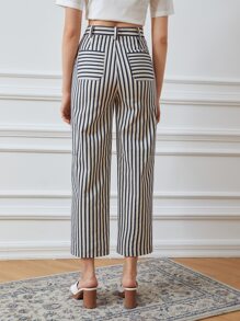 MOTF PREMIUM VISCOSE STRIPED CROPPED TROUSERS - Multicolor - View 3