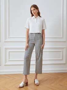 MOTF PREMIUM VISCOSE STRIPED CROPPED TROUSERS - Multicolor - View 4