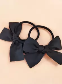 2 件蝴蝶结装饰发带，适合女性日常使用，发型休闲可爱情人节情人，发饰，马尾辫，发绳马尾辫夹，橡皮筋 - 黑色 - 查看 3