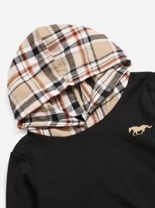 SHEIN 男孩馬印花連帽衫和格紋長褲 - 彩色 - 查看 3