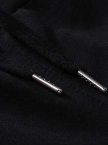 ROMWE MEN Goth 男士字母骷髏頭圖案腰部抽繩衛褲 - 黑色 - 查看 6