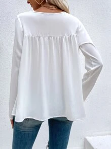 SHEIN LUNE Blusa con encaje - Blanco - Ver 5