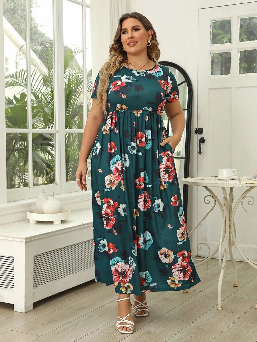 Nemidor Đầm cỡ lớn phong cách Boho in hoa, túi xéo, thích hợp cho kỳ nghỉ hè, dạo phố hoặc đi nghỉ mát, thanh lịch. - Nhiều màu - Xem 1