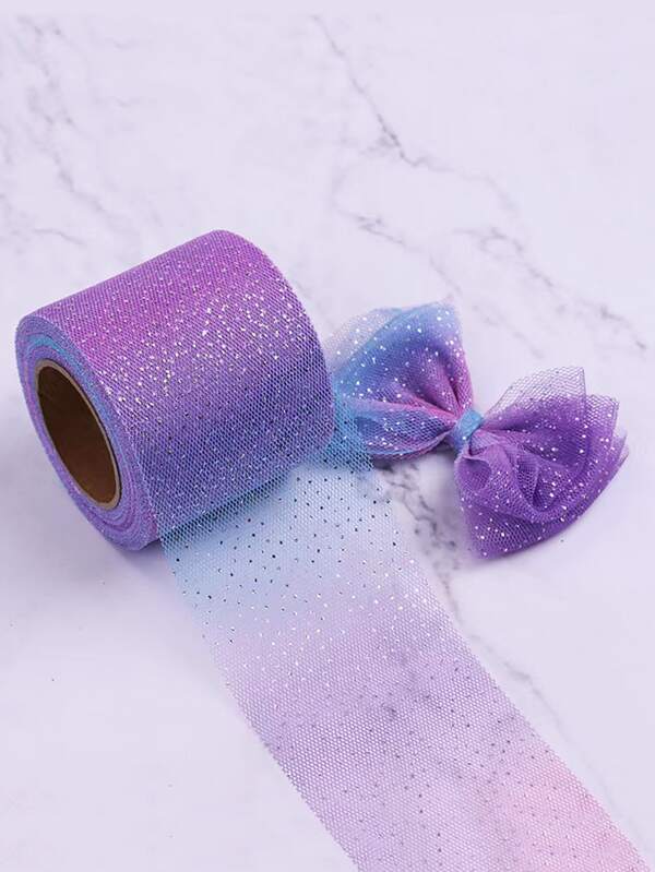 1roll Gradient Color Gift Wrapping Ribbon, Colorful Gift Wrap Mesh