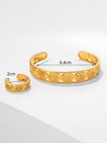 Hollow Out Cuff Bangle & Cuff Bangle - Yellow Gold - View 3