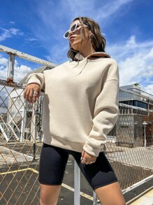 SHEIN Unity 标语和天使刺绣落肩连帽套头衫（秋季款） - 彩色 - 查看 2