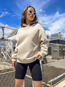 SHEIN Unity 标语和天使刺绣落肩连帽套头衫（秋季款） - 彩色 - 查看 4