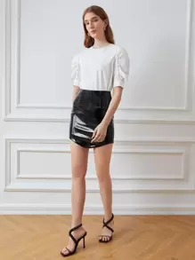 MOTF PREMIUM CROCODILE MINI SKIRT - Black - View 5