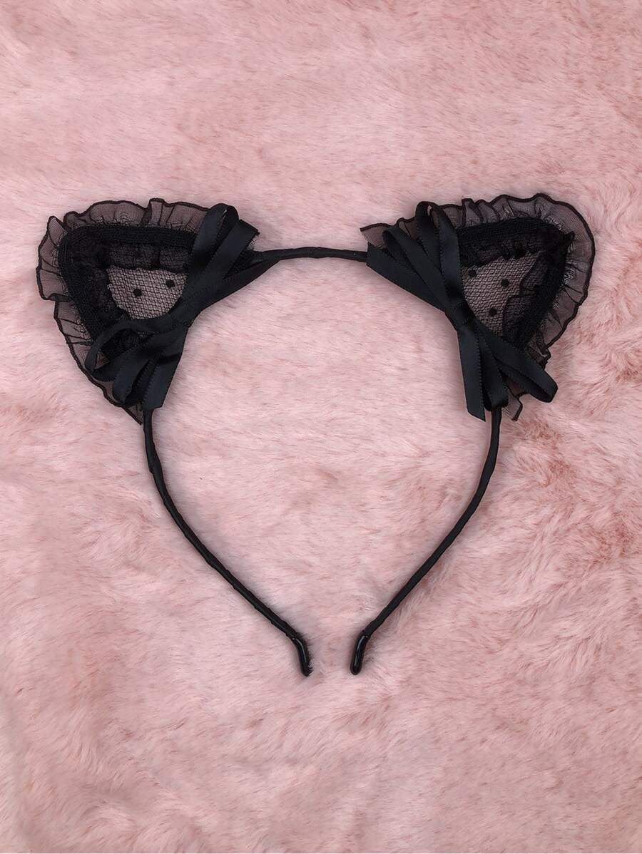 Băng đô trang phục trang trí tai và nơ hoạt hình - màu đen - Xem 1