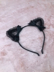 Băng đô trang phục trang trí tai và nơ hoạt hình - màu đen - Xem 2