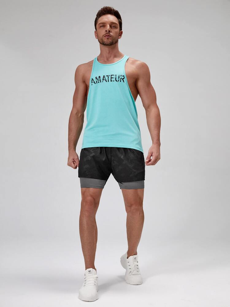 Boyfriend Style Men Reflective Panel 2 In 1 Sports Shorts With Phone Pocket Sweat Pants Black Shorts