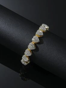 Hip Hop Đối với phụ nữ Nam Pha lê Trang trí trái tim Vòng tay Hoàn hảo Đồ trang sức Qủa tặng Cho bữa tiệc Hợp kim Cho bữa tiệc - Vàng - Xem 2