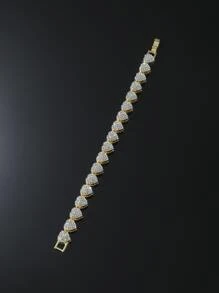 Hip Hop Đối với phụ nữ Nam Pha lê Trang trí trái tim Vòng tay Hoàn hảo Đồ trang sức Qủa tặng Cho bữa tiệc Hợp kim Cho bữa tiệc - Vàng - Xem 3