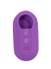 1入紫色矽膠鑰匙套,適用於3鍵菲亞特500汽車鑰匙 - 紫色 - 查看 1