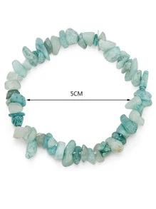 1pc Random Stone Beaded Bracelet - Blue - View 5