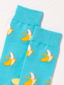 Men Banana Pattern Crew Socks - Multicolor - View 3