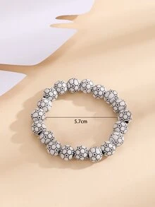 Football Beaded Bracelet - Black and White - View 3