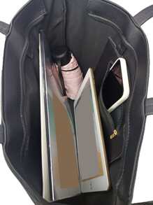 Lightweight,Business Casual Minimalist Shoulder Tote Bag For Teen Girls Women College Students,Rookies & White-collar Workers Perfect for Office,College,Work ,Business,Commute,Outdoors, Travel, Outings - Black - View 4