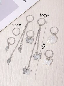 24 件树叶和蝴蝶吊饰发环 - 彩色 - 查看 4