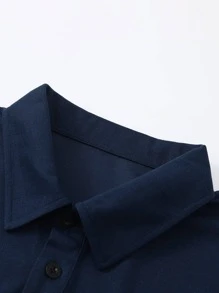 Manfinity Men Colour Block Polo Shirt - Navy Blue - View 4