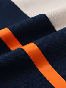 Manfinity Men Colour Block Polo Shirt - Navy Blue - View 5