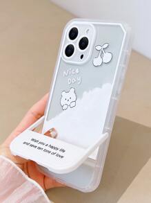 Cartoon Bear Phone Case With Invisible Desktop Holder - Multicolor - View 4