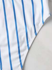 SHEIN Swim Striped High Waisted Bikini Panty Summer - Blue and White - View 6