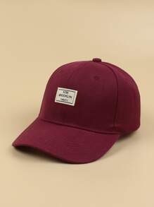 Letter Graphic Label Decor Baseball Cap Casual - Burgundy - View 1