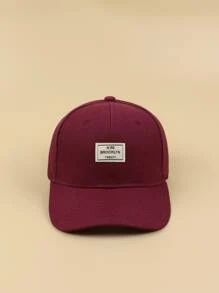Letter Graphic Label Decor Baseball Cap Casual - Burgundy - View 2