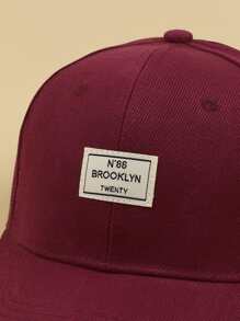 Letter Graphic Label Decor Baseball Cap Casual - Burgundy - View 3