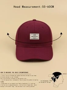Letter Graphic Label Decor Baseball Cap Casual - Burgundy - View 4